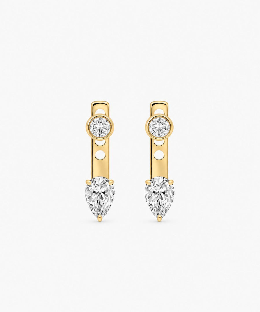Mação Pear Drop Earrings — Yellow Gold on white background