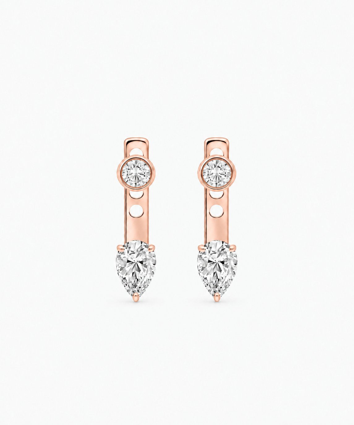 Mação Pear Drop Earrings — Rose Gold on white background