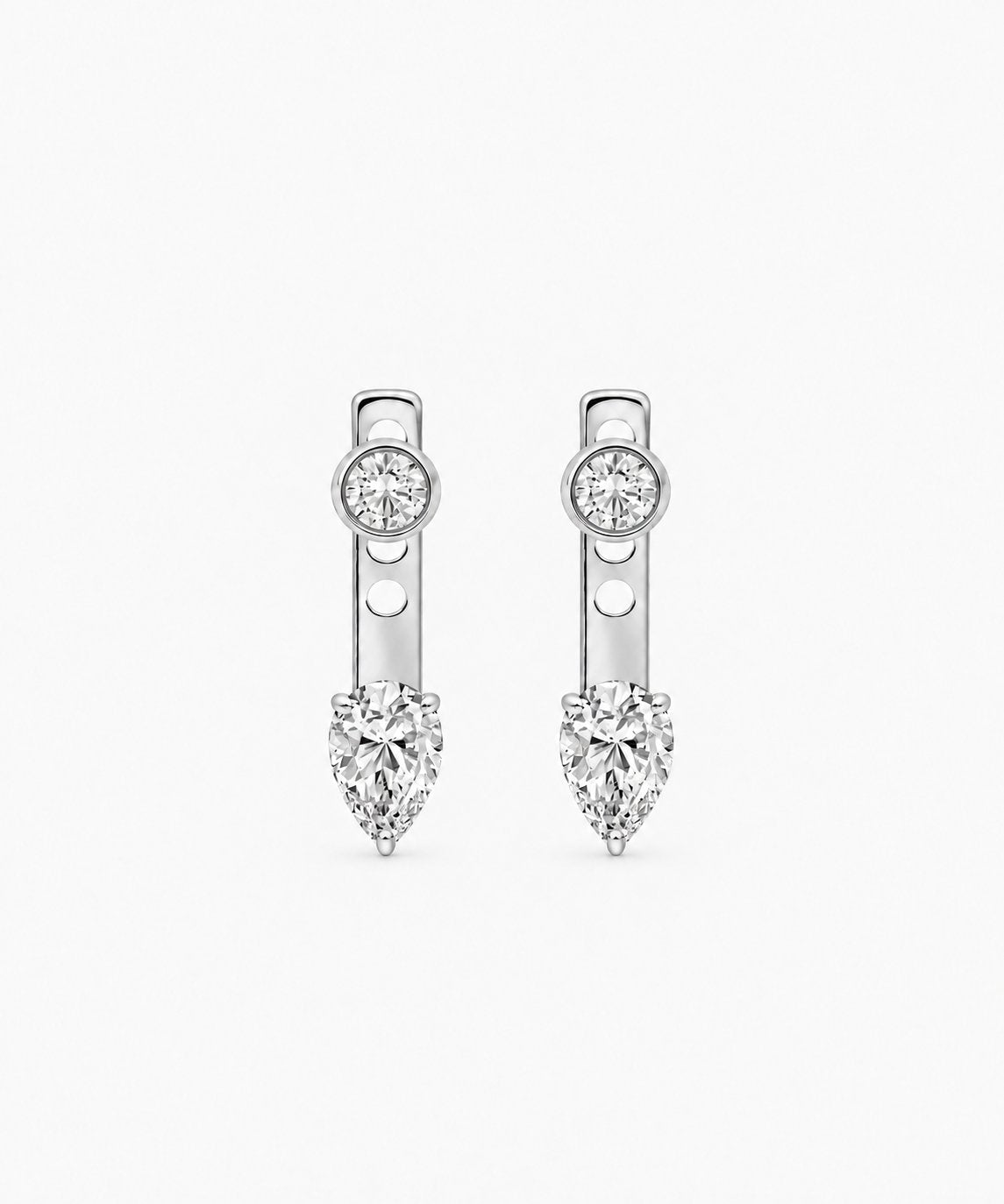Mação Pear Drop Earrings — Silver on white background