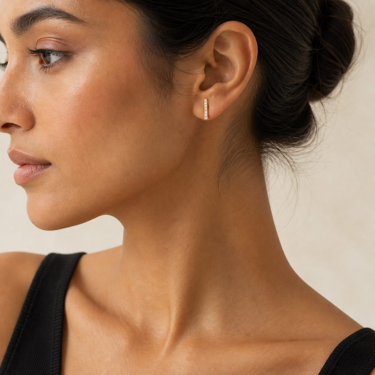 Catania Diamond Bar Stud Earrings model 03 by SURI