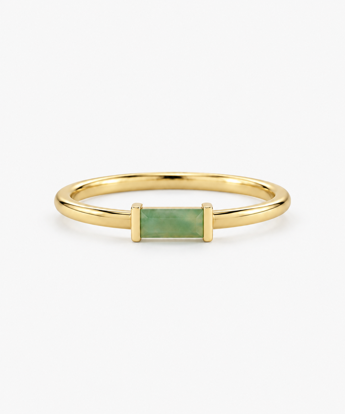 Mori Baguette Jade Ring — Yellow Gold on white background