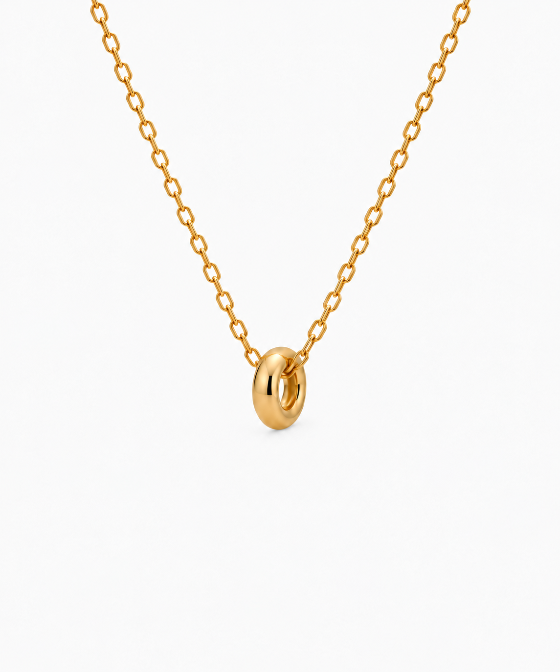 Noemi Oval Pendant Necklace — Yellow Gold on white background