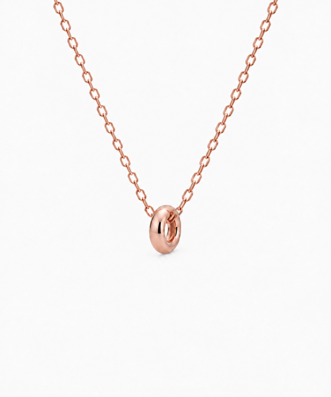 Noemi Oval Pendant Necklace — Rose Gold on white background