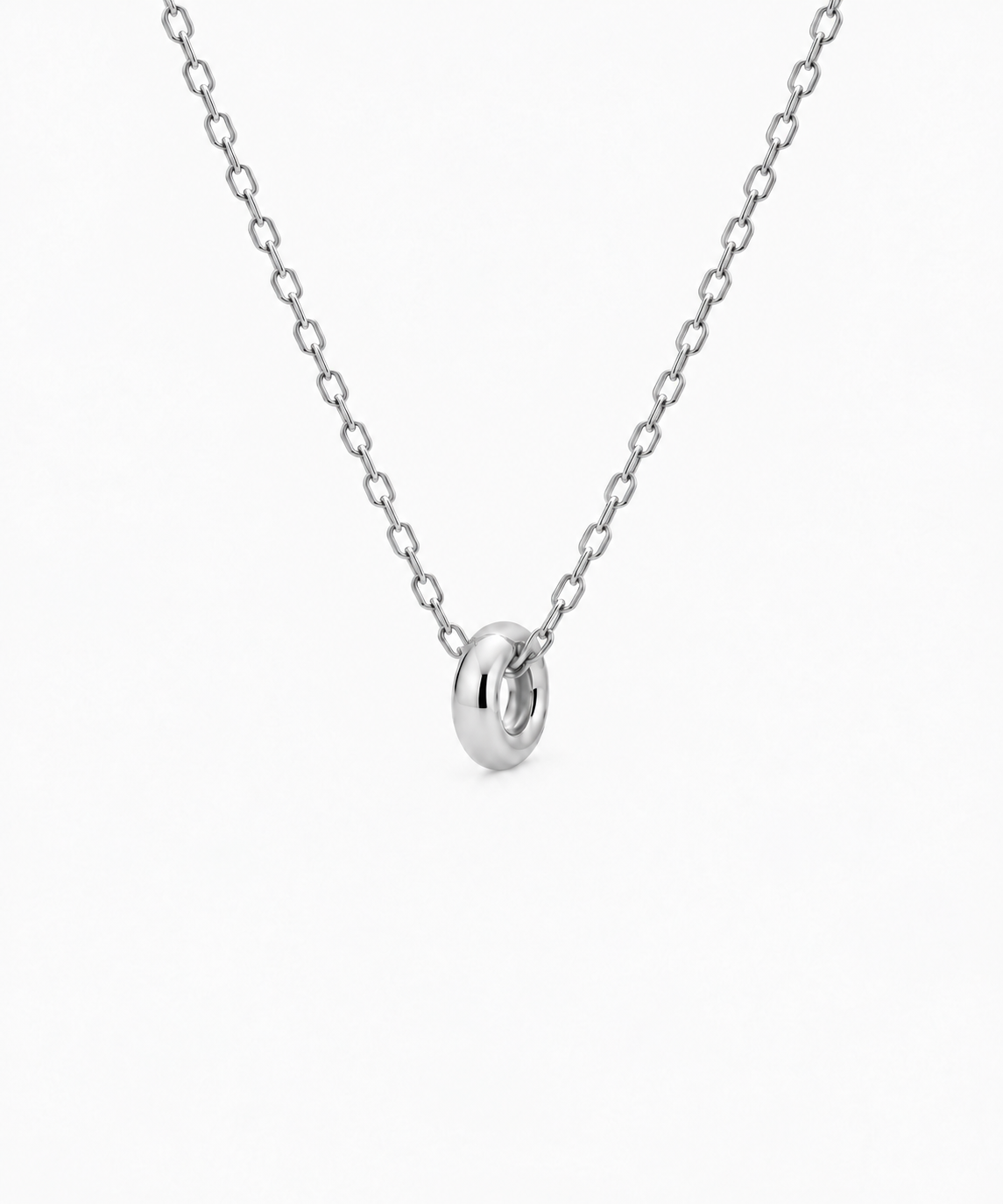 Noemi Oval Pendant Necklace — Silver on white background