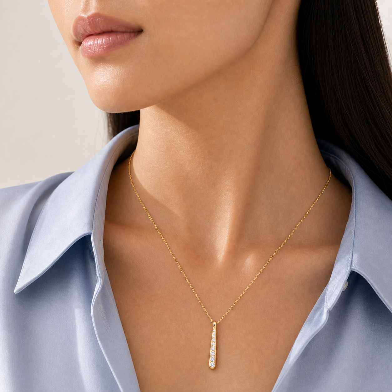Oriana Zirconia Drop Necklace model gold 02 by SURI