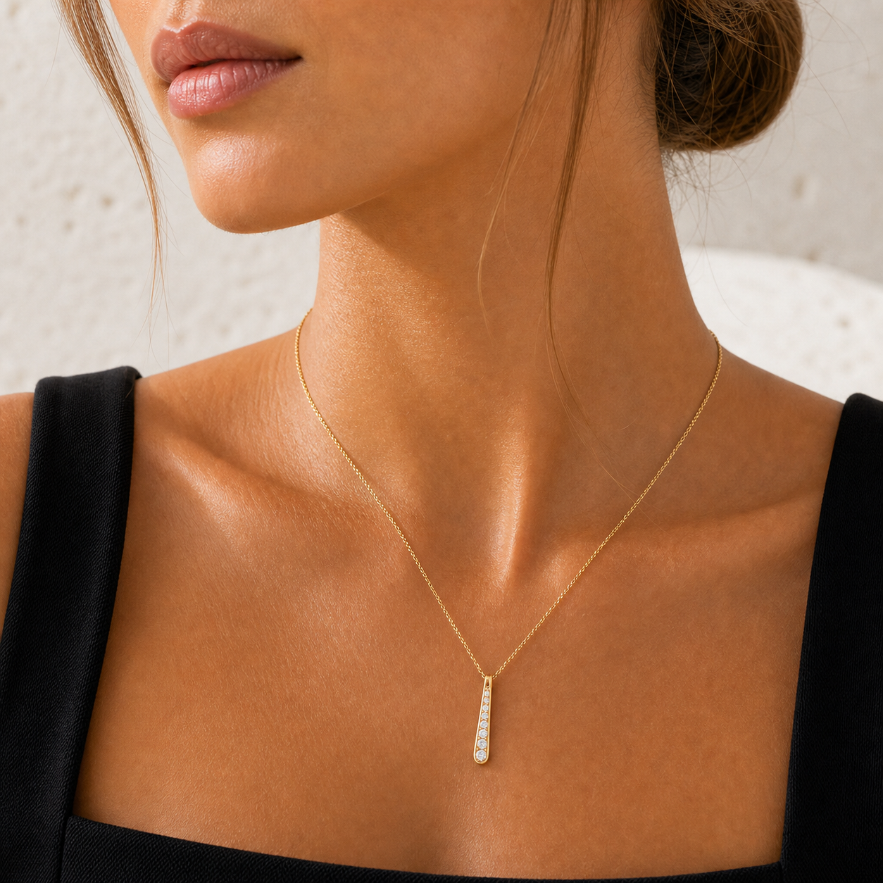 Oriana Zirconia Drop Necklace model gold 03 by SURI