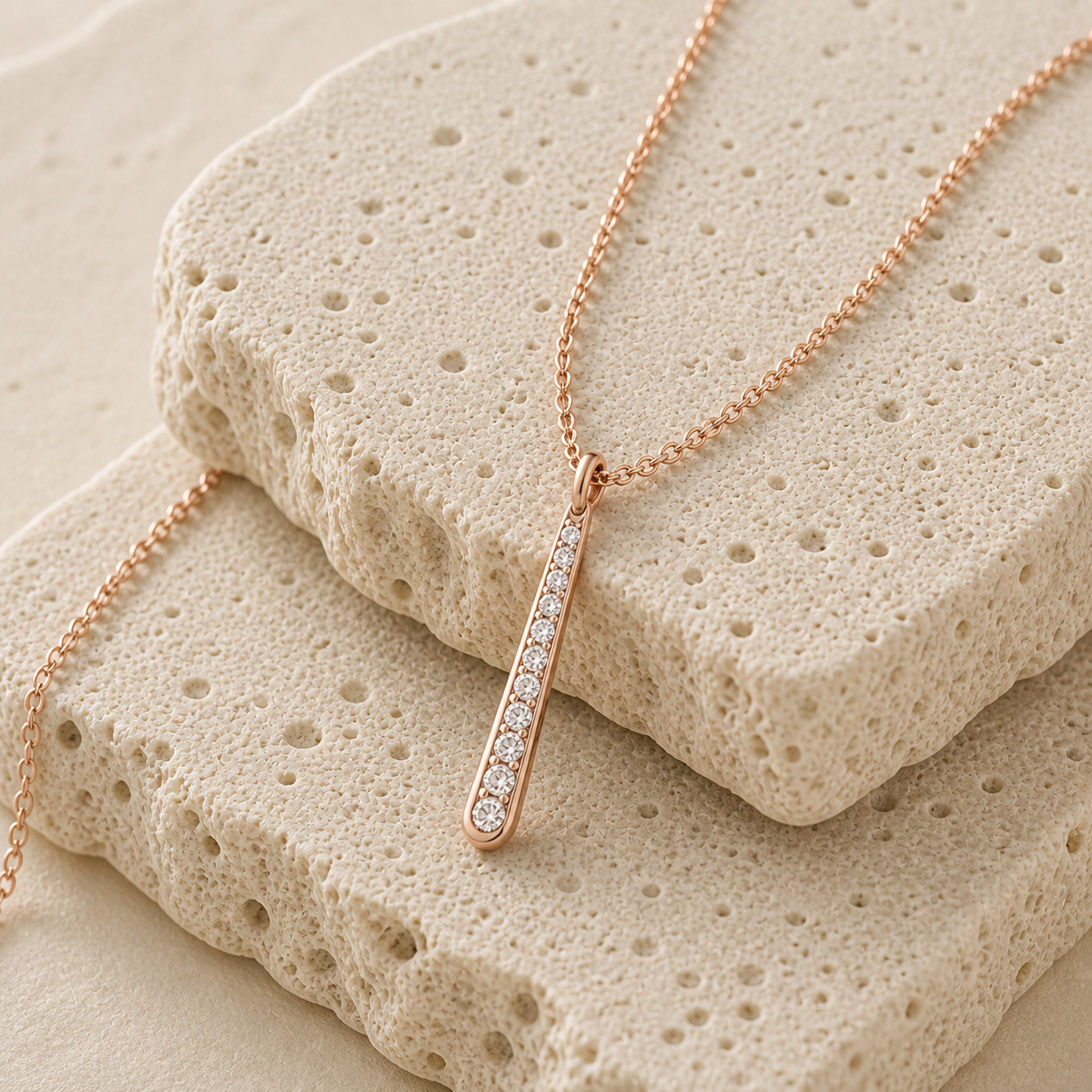 Oriana Zirconia Drop Necklace rock rose gold by SURI