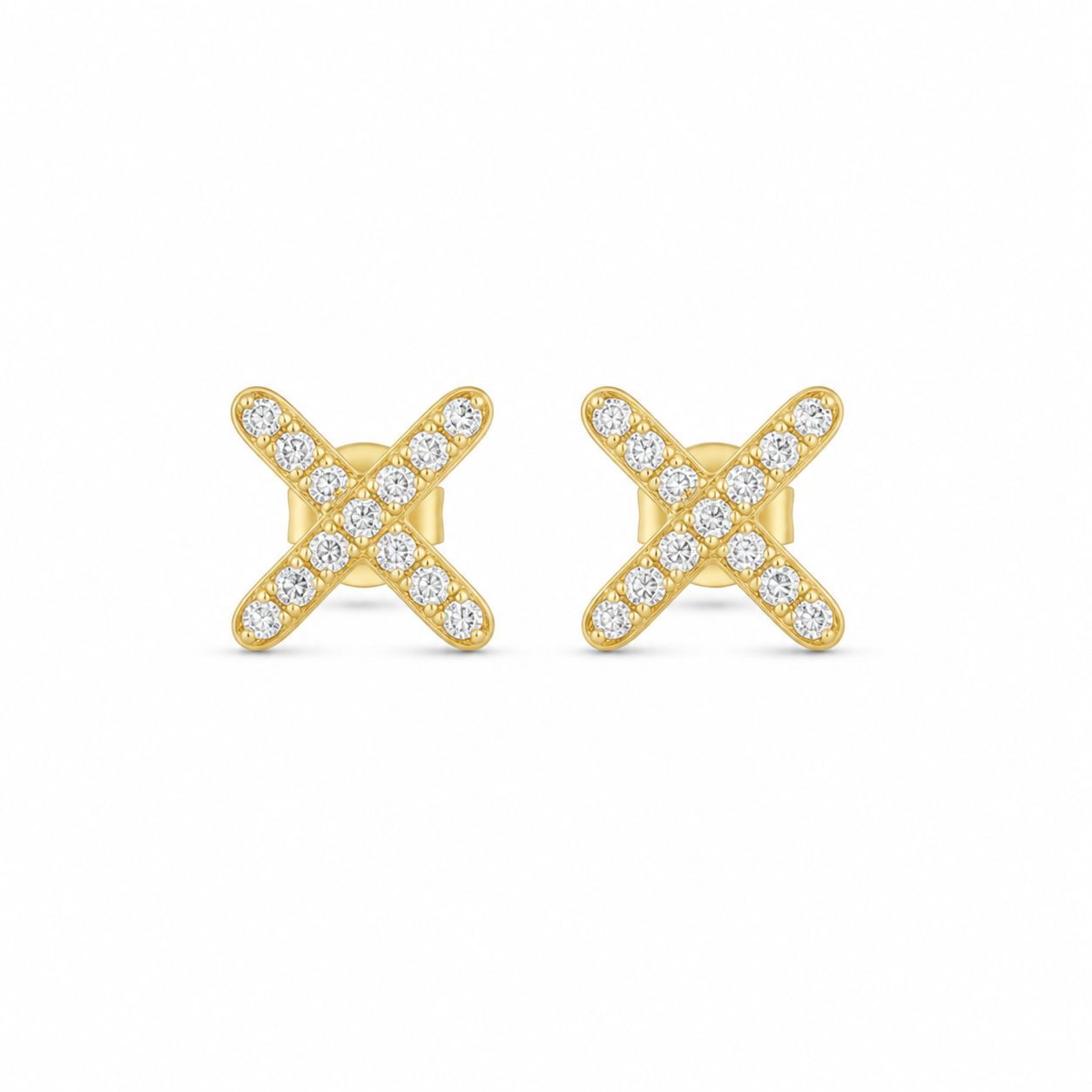 Sora Pave X Stud Earrings product gold by SURI