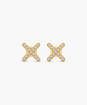 Sora Pave X Stud Earrings — gold on white background