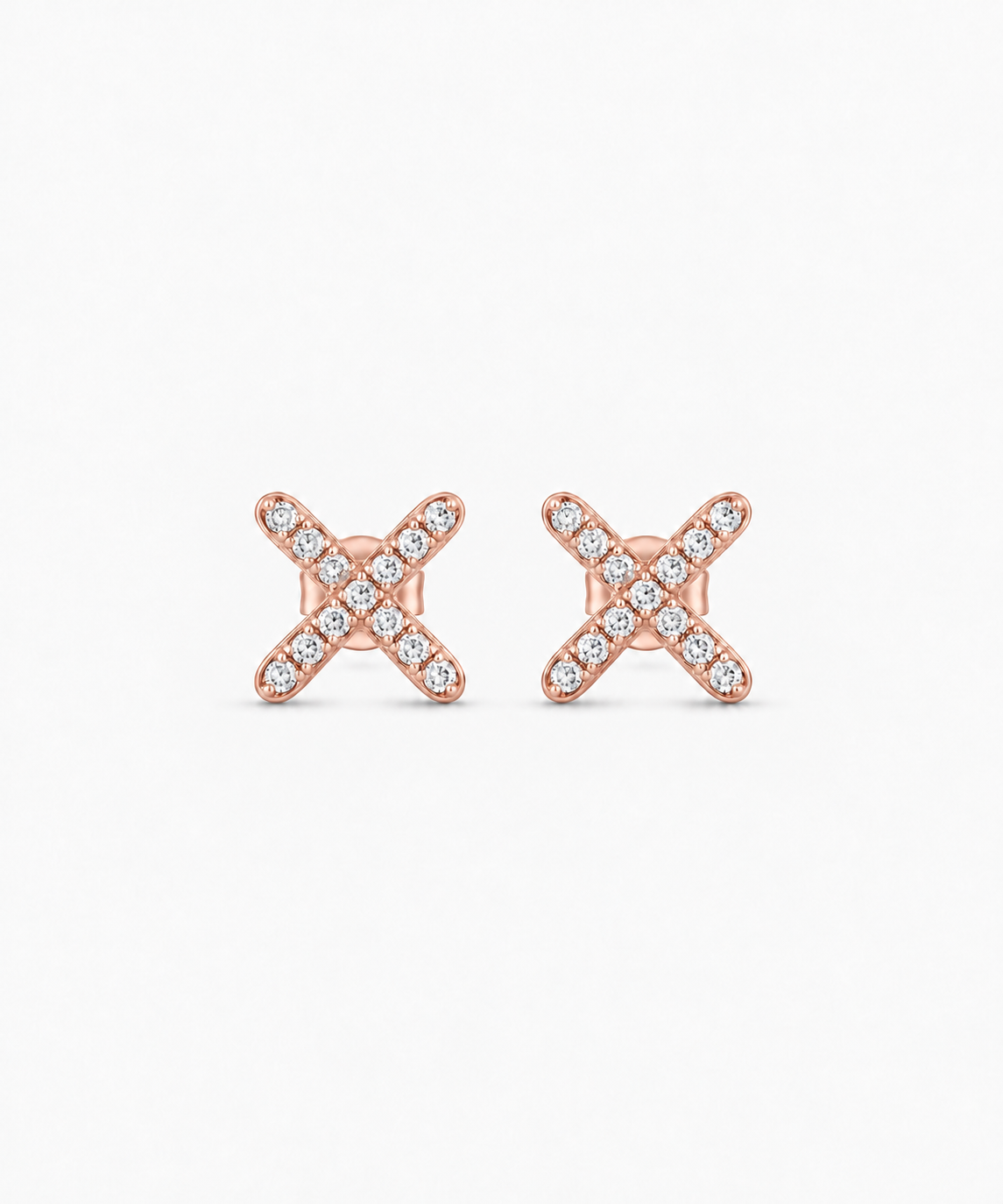 Sora Pave X Stud Earrings — rose gold on white background