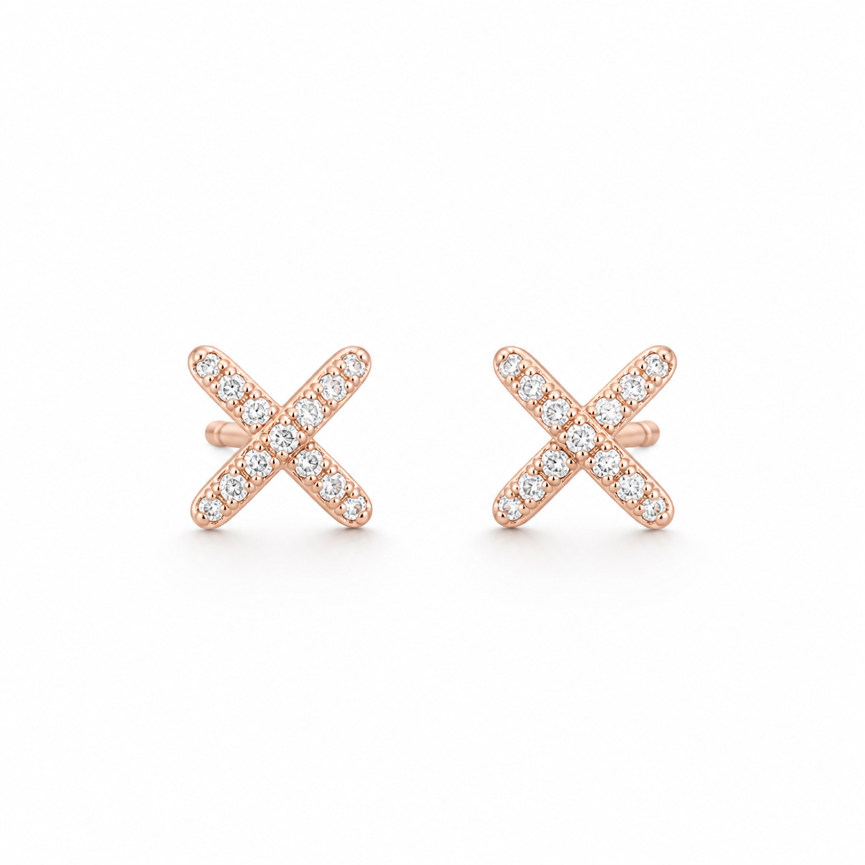Sora Pave X Stud Earrings product rose by SURI