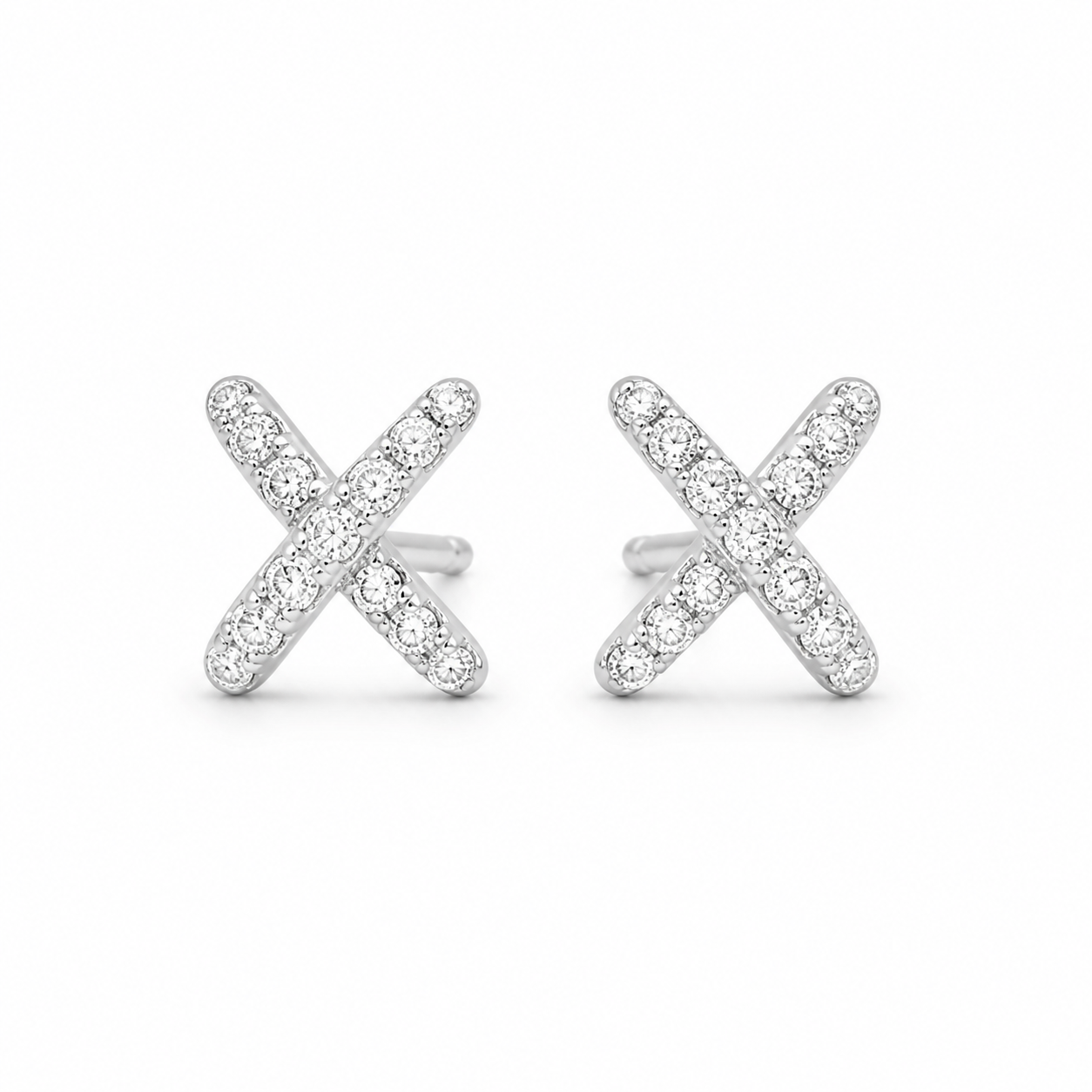 Sora Pave X Stud Earrings product silver by SURI