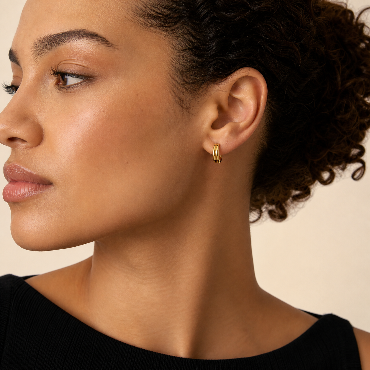 Riva Double Row Huggie Earrings model 03 by SURI