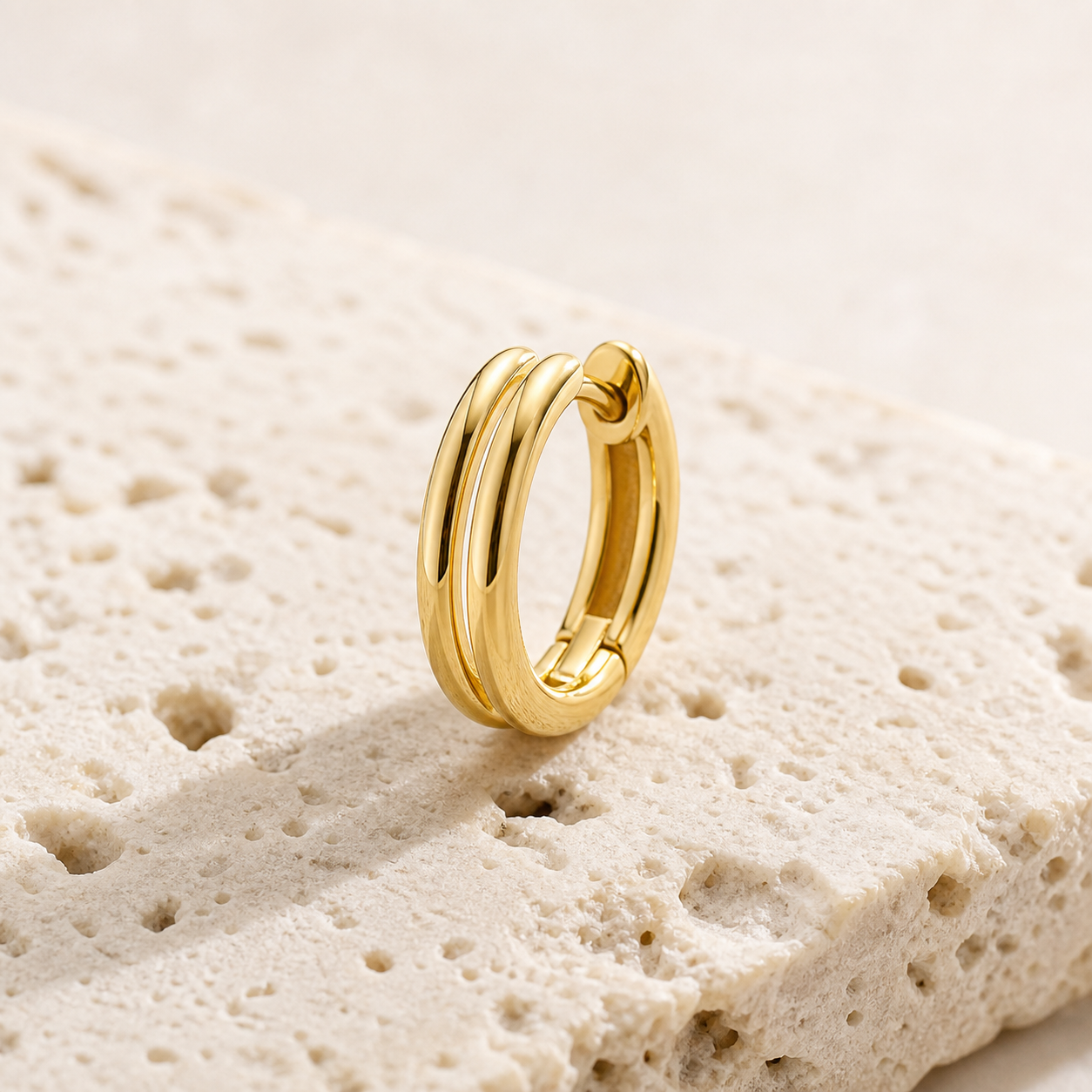 Riva Double Row Huggie Earrings stone detail 01 by SURI