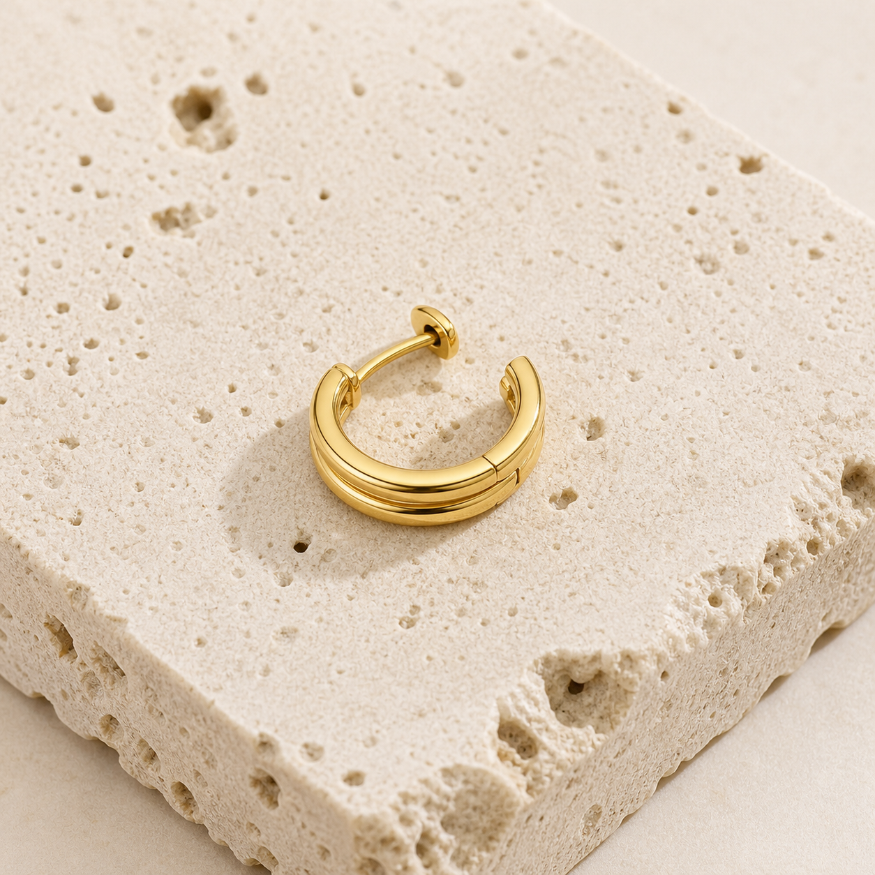 Riva Double Row Huggie Earrings stone detail 02 by SURI