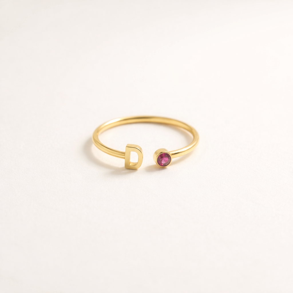 Initial Birthstone Ring