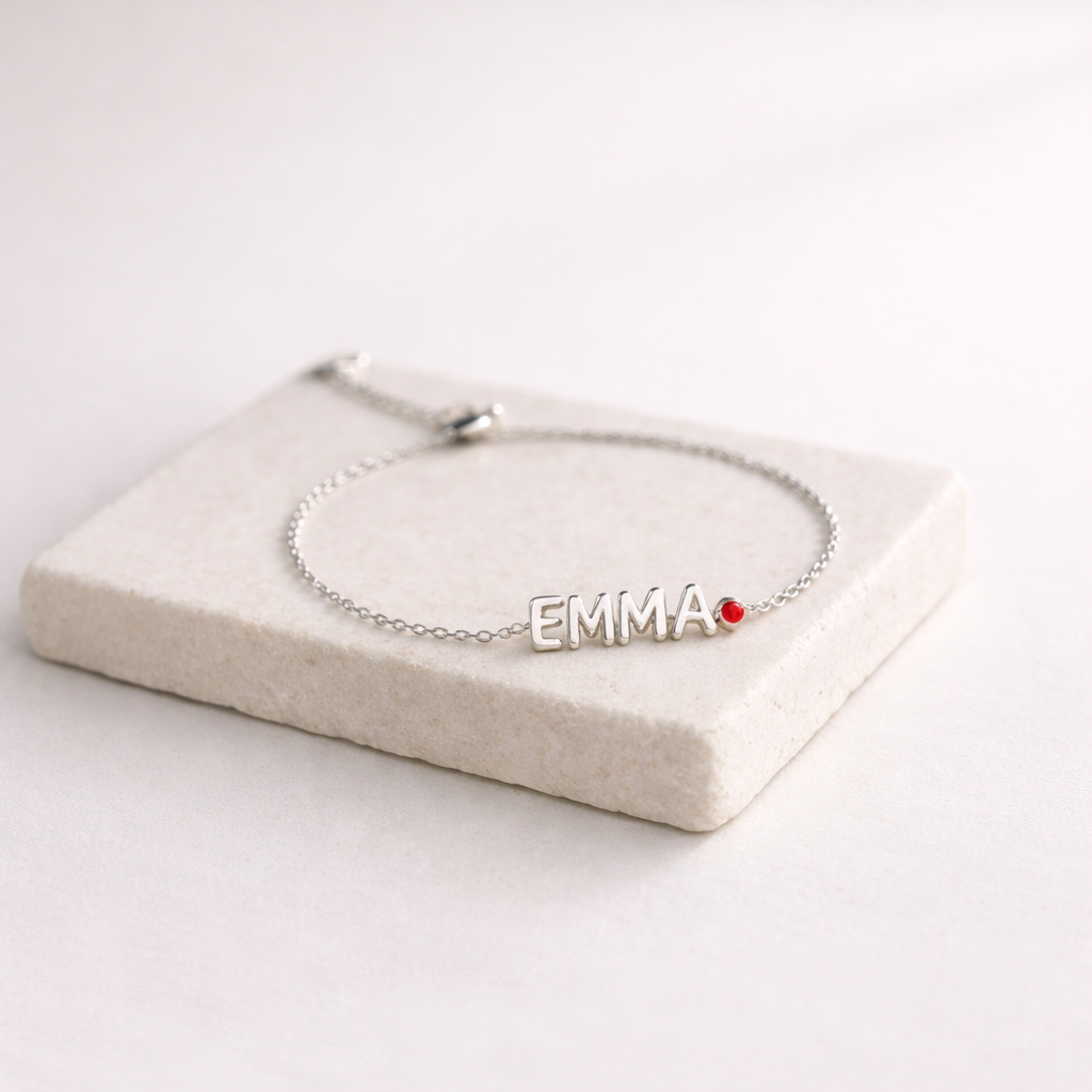 Bubble Name Birthstone Bracelet
