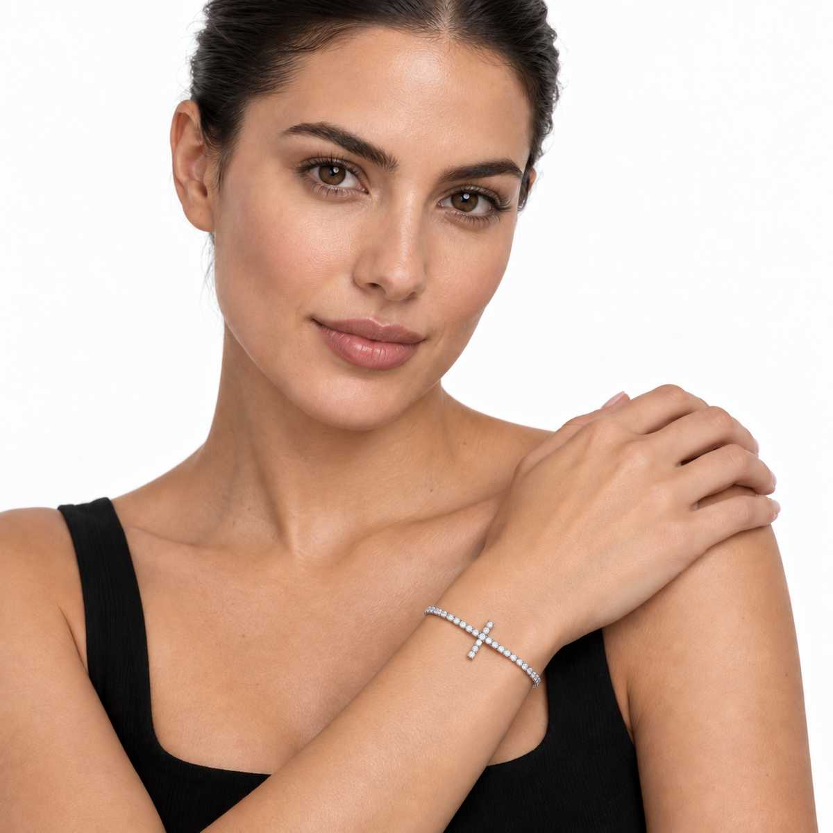 Rosalia Cross Tennis Bracelet silver model 1 delicate fit