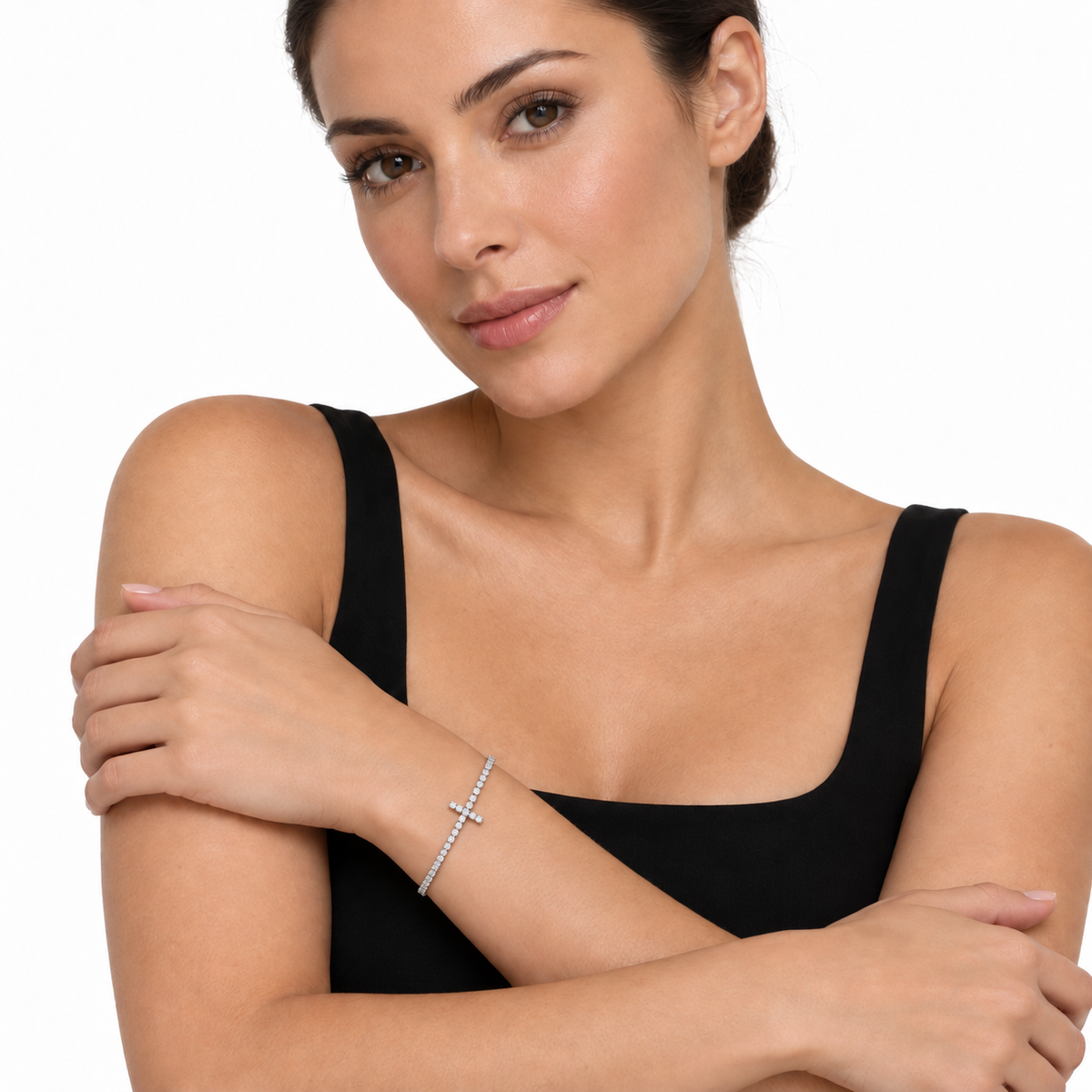 Rosalia Cross Tennis Bracelet silver model 2 delicate fit