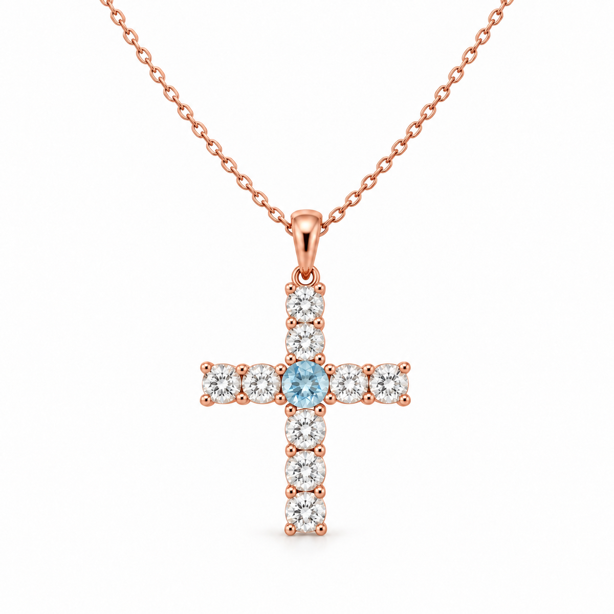 Evangelina Cross Birthstone Pendant Necklace rose gold product