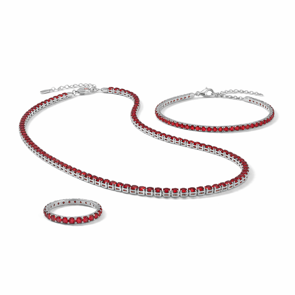 Sakura Ruby Tennis Trio Set Silver