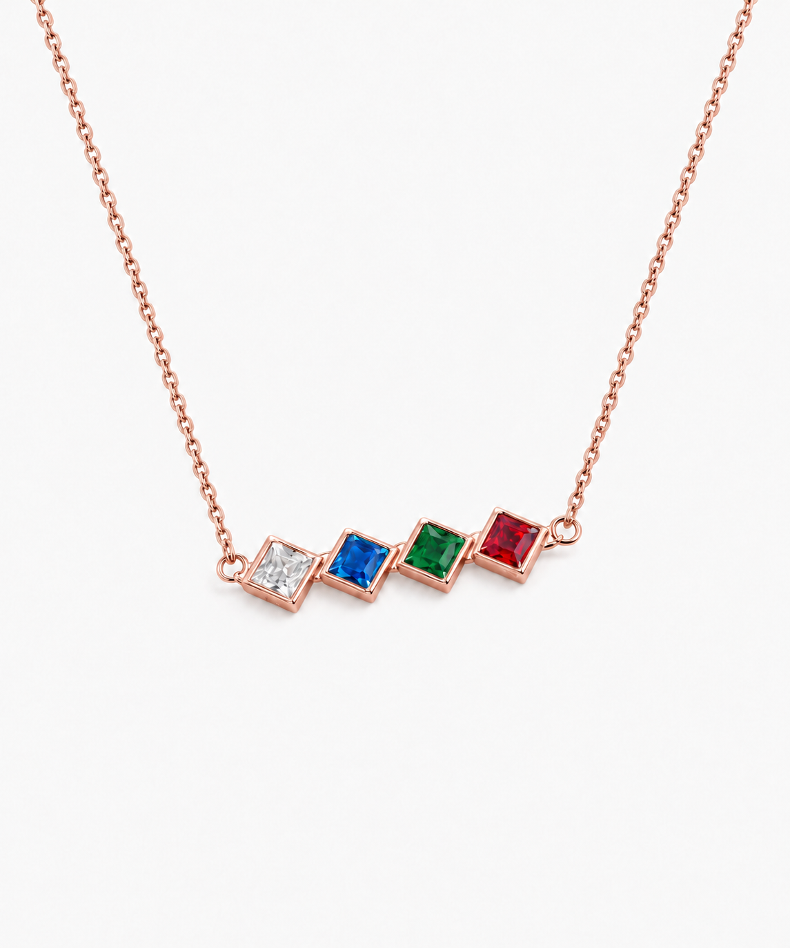Montão Birthstone Necklace — Rose Gold on white background