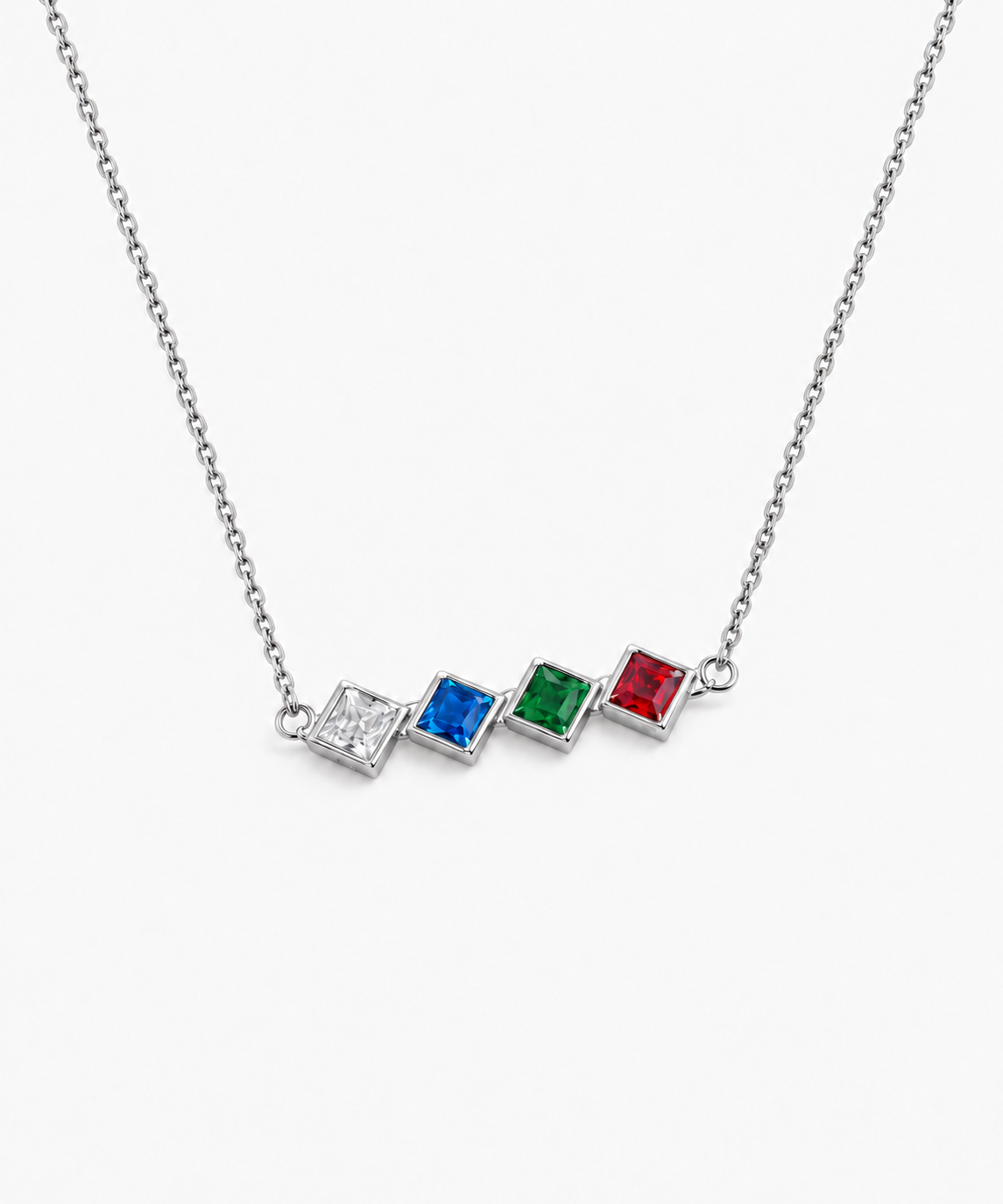 Montão Birthstone Necklace — Silver on white background