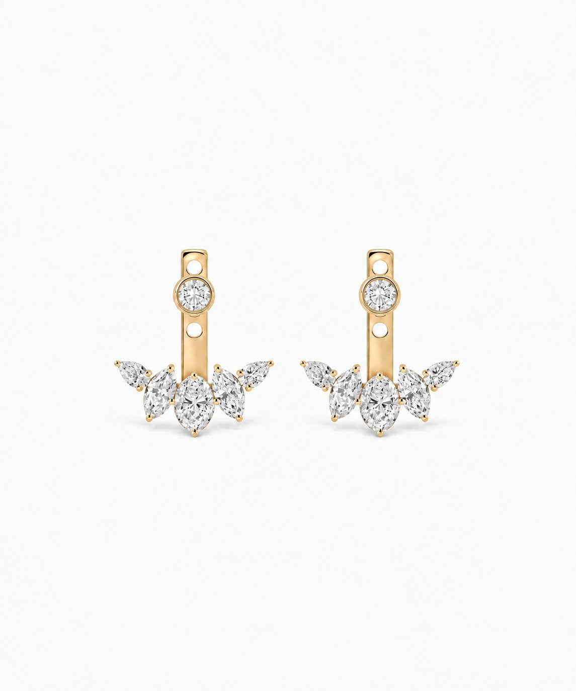 Siena Marquise Jacket Earrings — Yellow Gold on white background