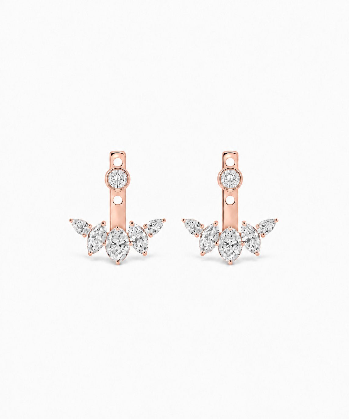 Siena Marquise Jacket Earrings — Rose Gold on white background