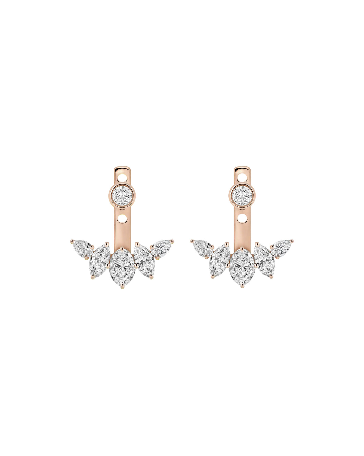 Siena Marquise Jacket Earrings — rose gold finish on white background