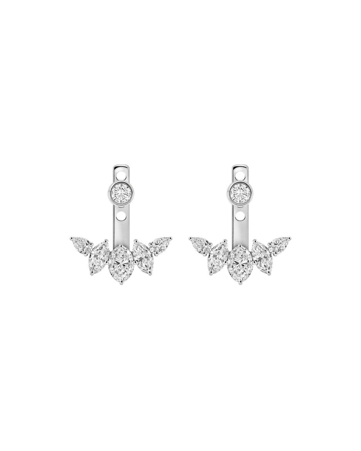 Siena Marquise Jacket Earrings — silver finish on white background