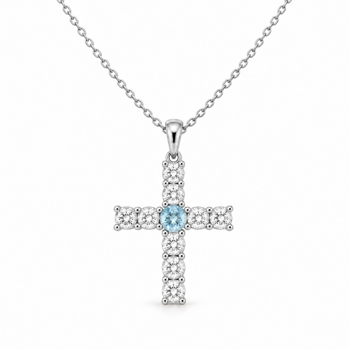Evangelina Cross Birthstone Pendant Necklace silver product