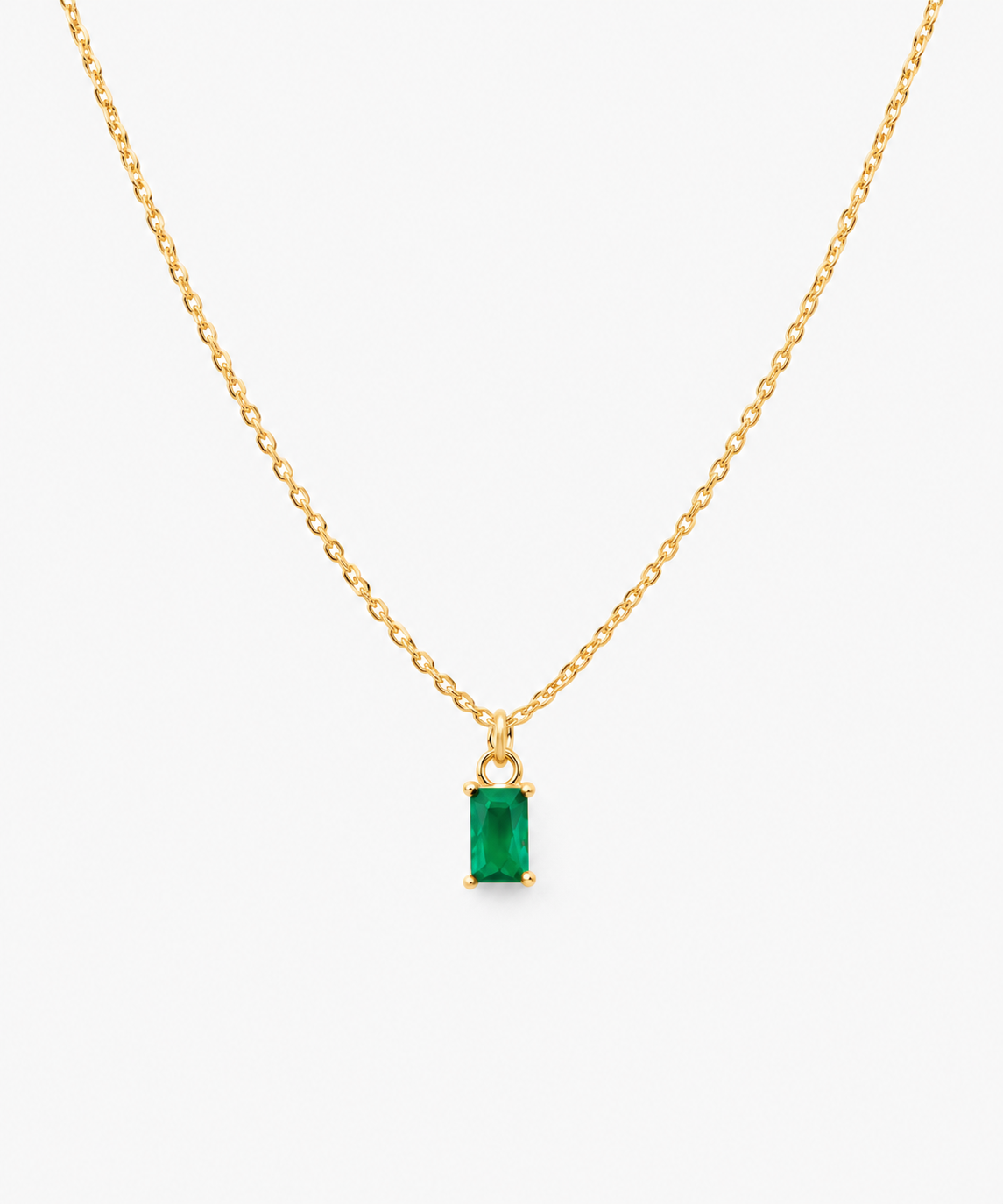 Canara Emerald Baguette Necklace — Yellow Gold on white background