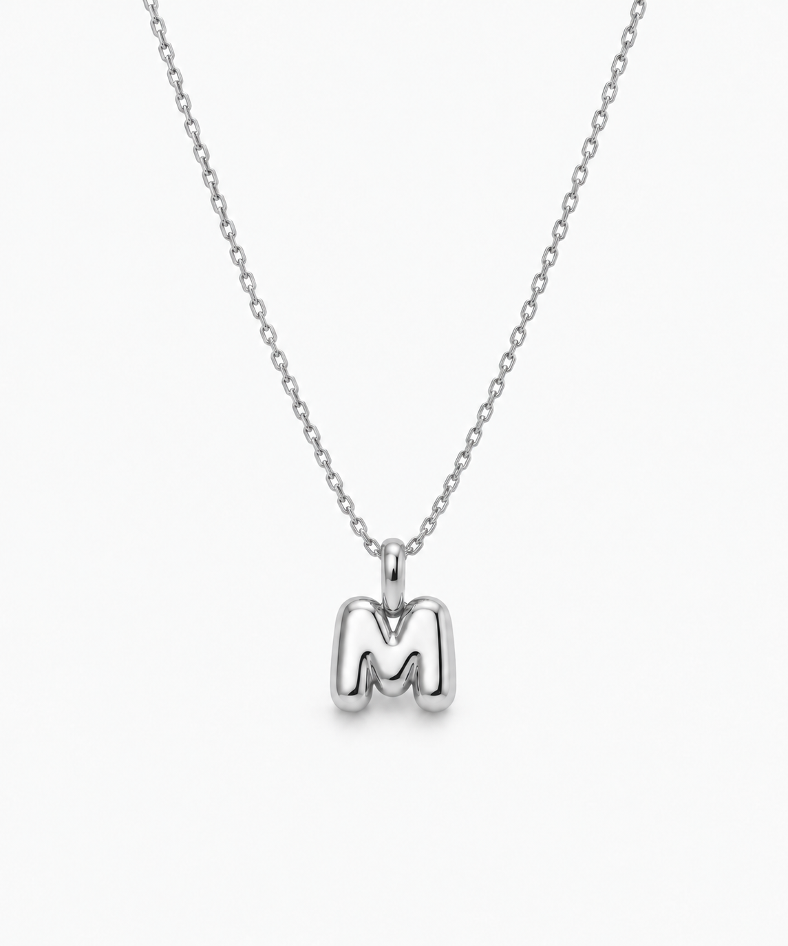 Sia Bubble Initial Necklace — Silver on white background