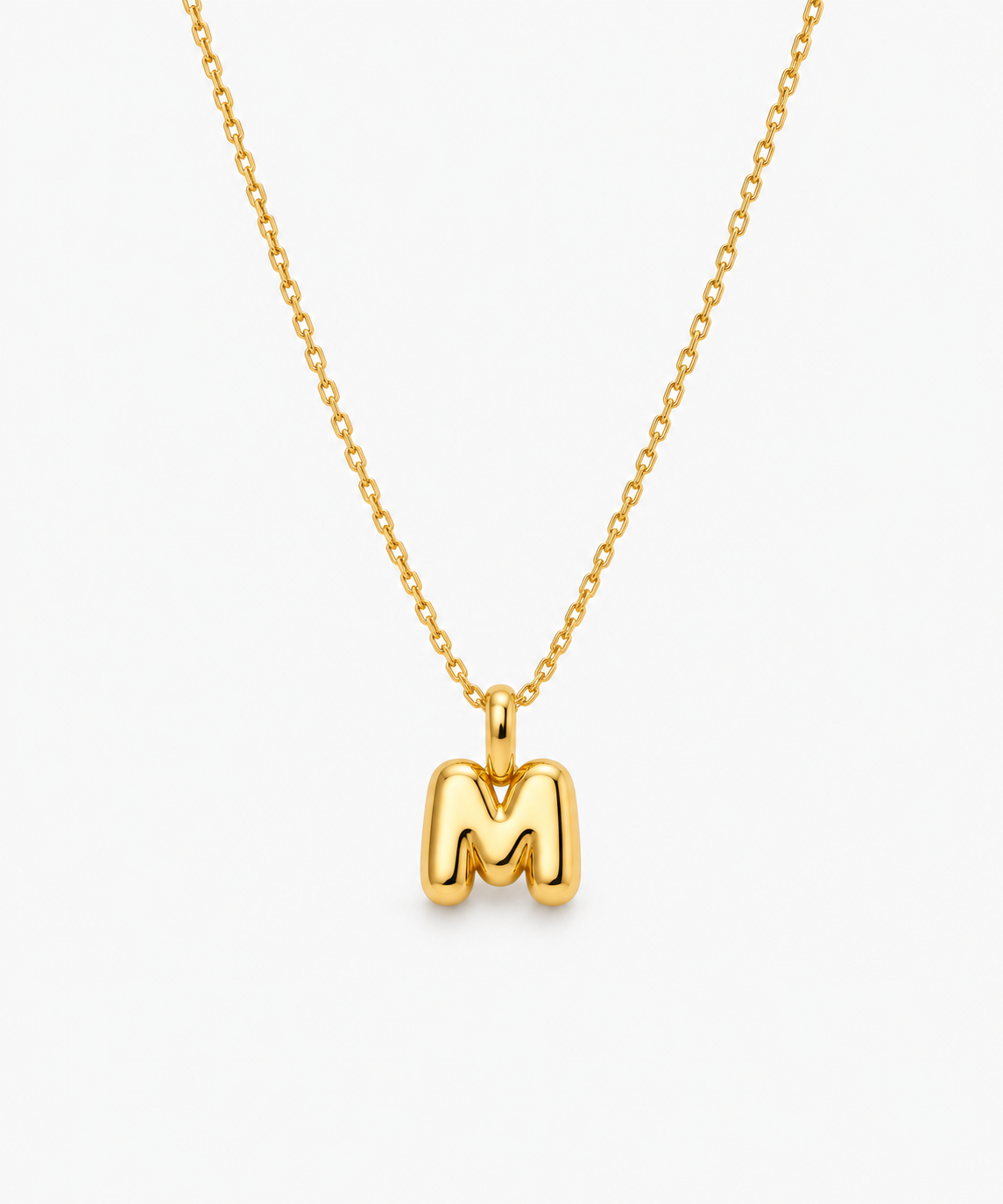 Sia Bubble Initial Necklace — Yellow Gold on white background