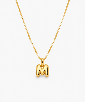 Sia Bubble Initial Necklace — Yellow Gold on white background