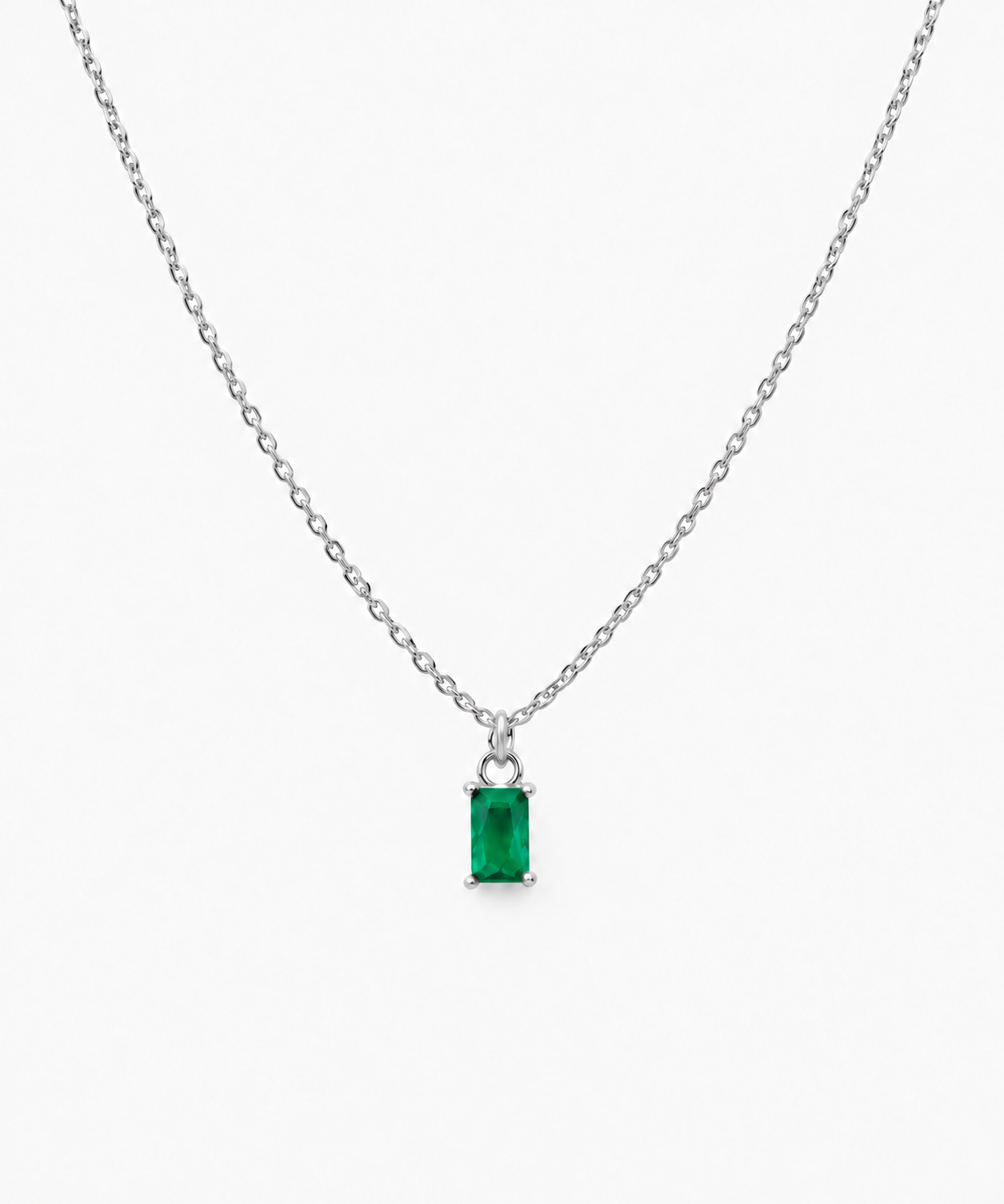 Canara Emerald Baguette Necklace — Silver on white background