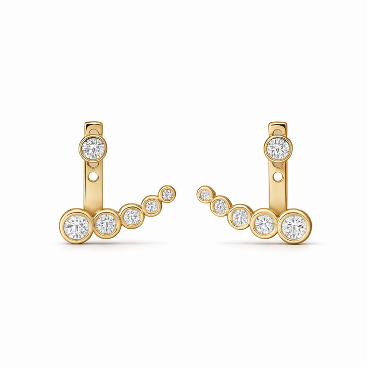 Aika Bezel Climber Earrings in sterling silver, 14K gold and 18K gold by SURI