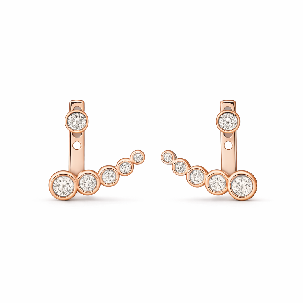 Aika Bezel Climber Earrings scale detail by SURI