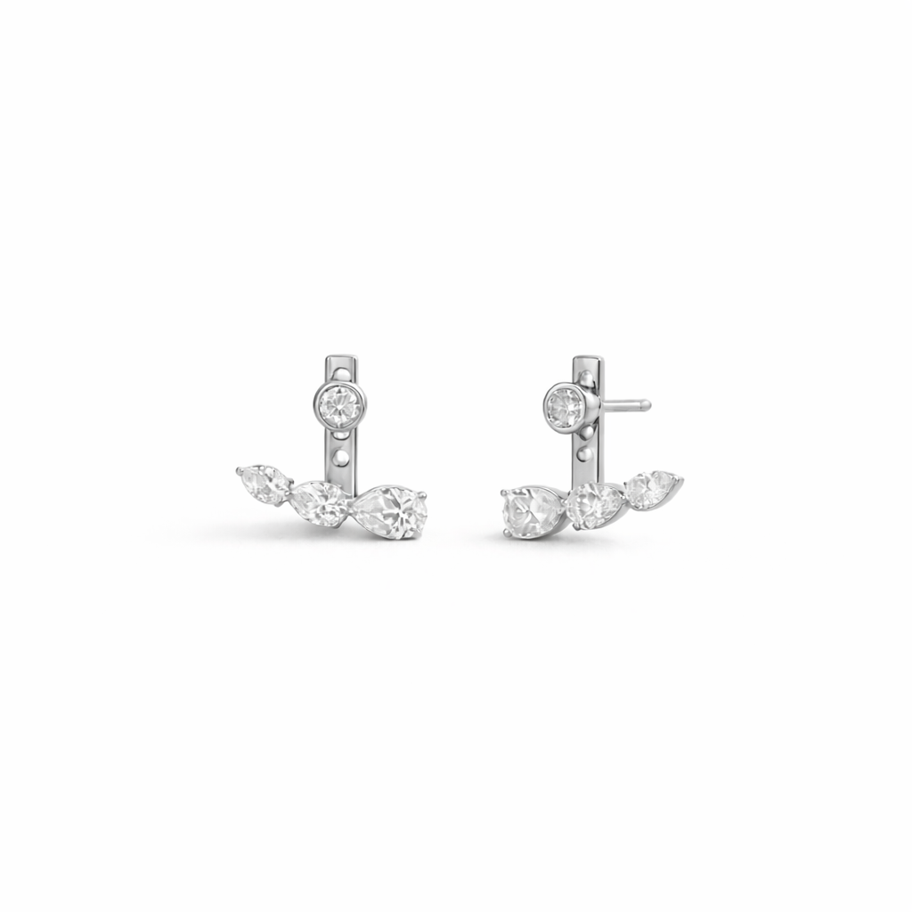 Etheria Marquise Pear Jacket Earrings close-up detail by SURI