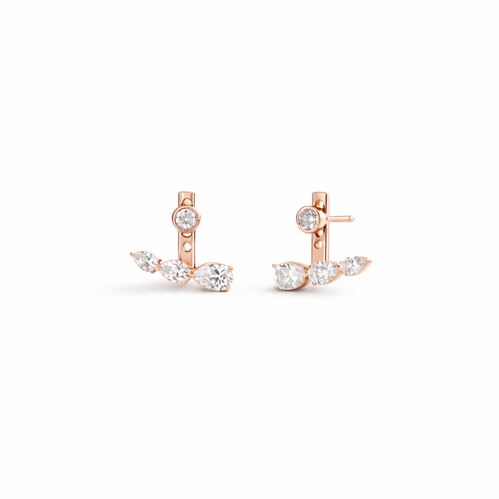 Etheria Marquise Pear Jacket Earrings scale detail by SURI