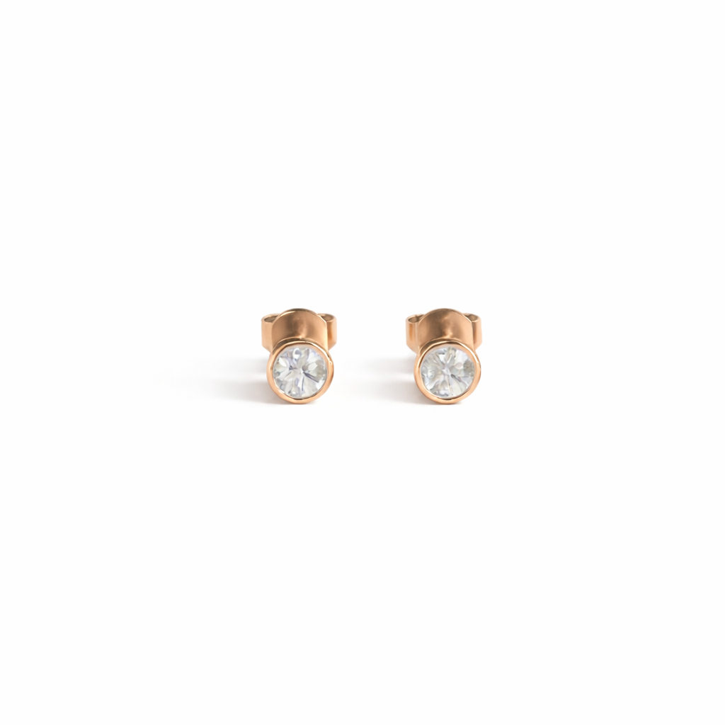 Hana Bezel Stud Earrings scale detail by SURI