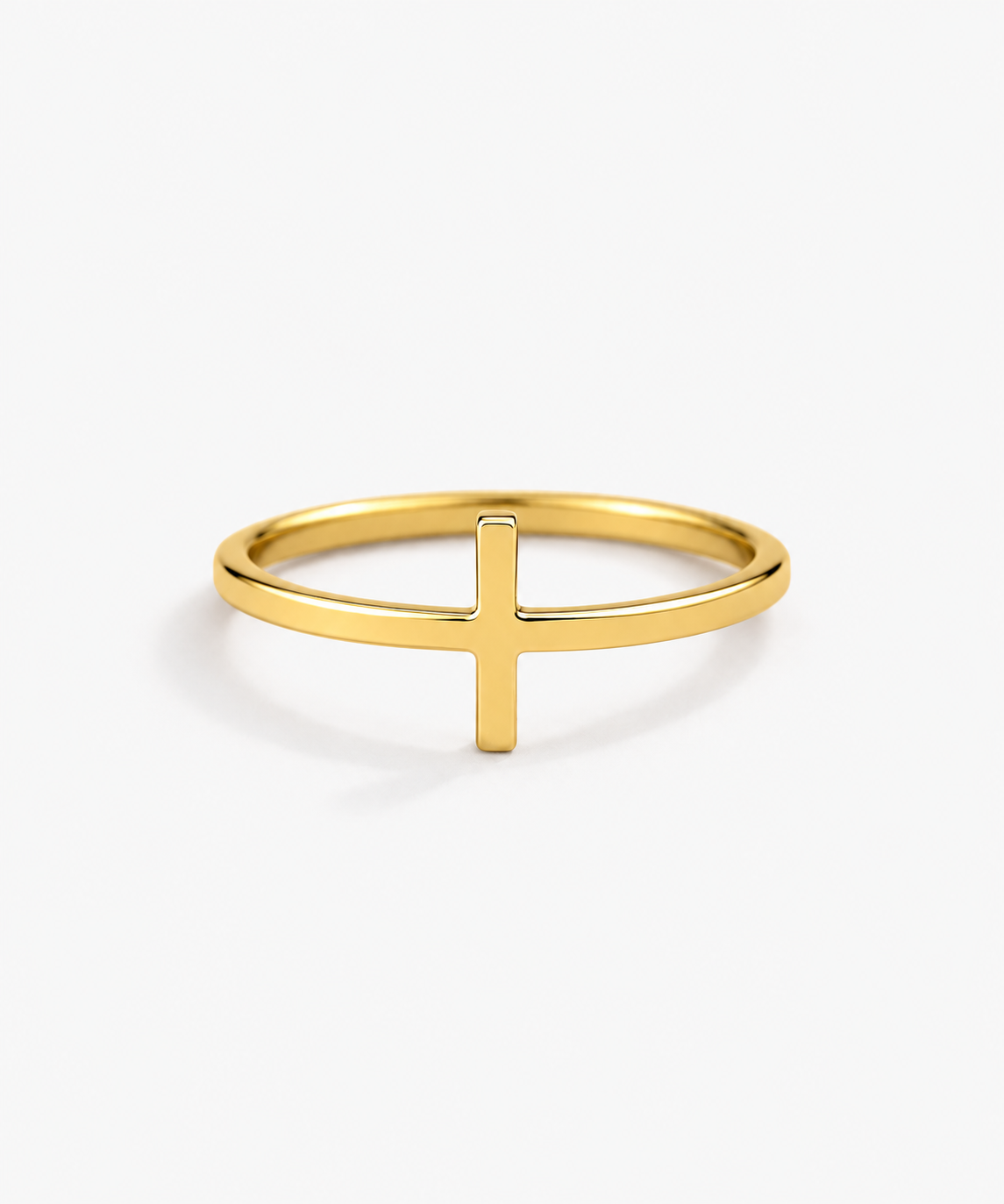 Amélie Cross Ring — Yellow Gold on white background