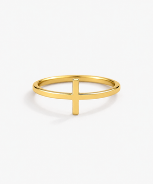 Amélie Cross Ring — Yellow Gold on white background
