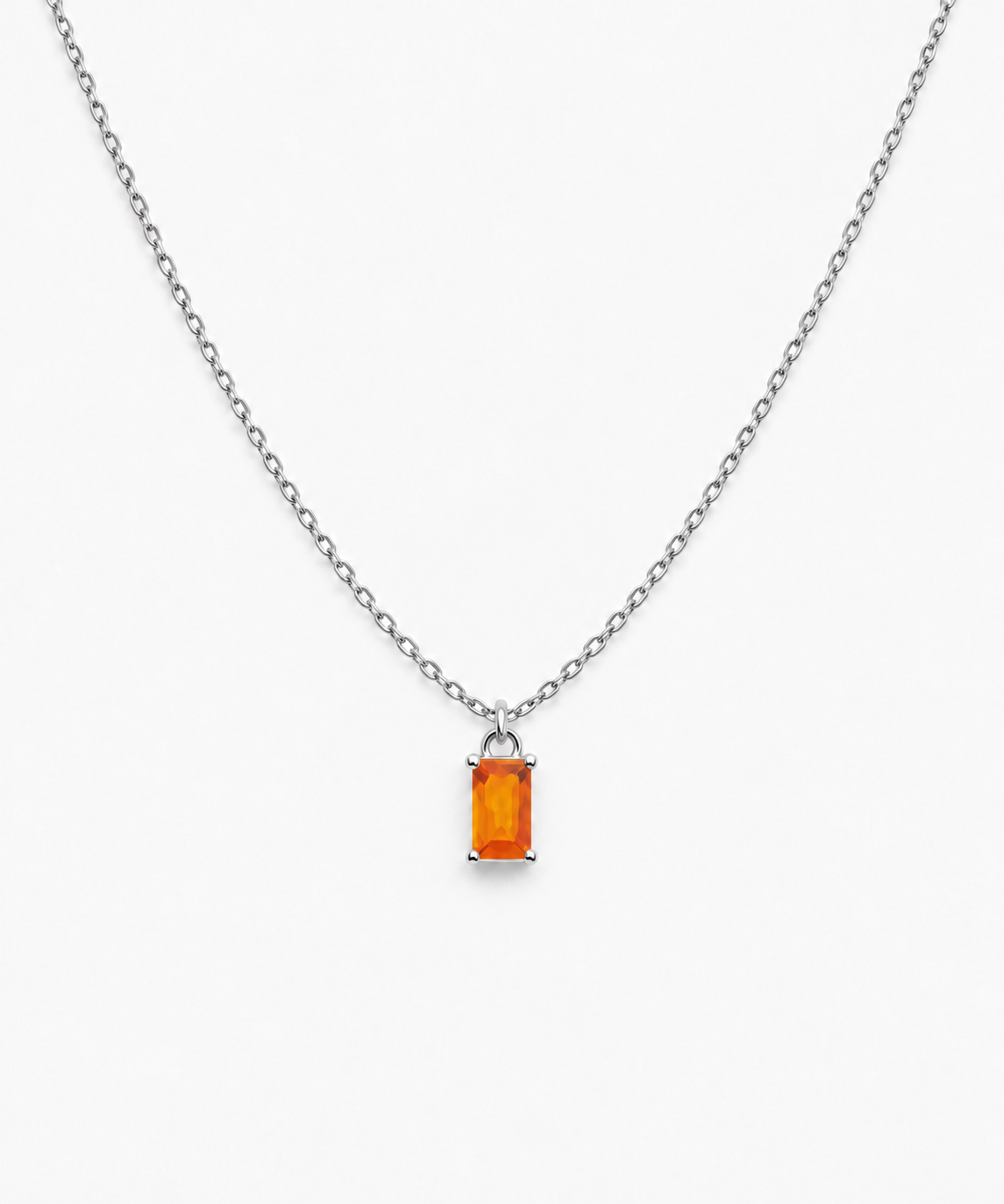 Paloma Birthstone Necklace — Silver on white background