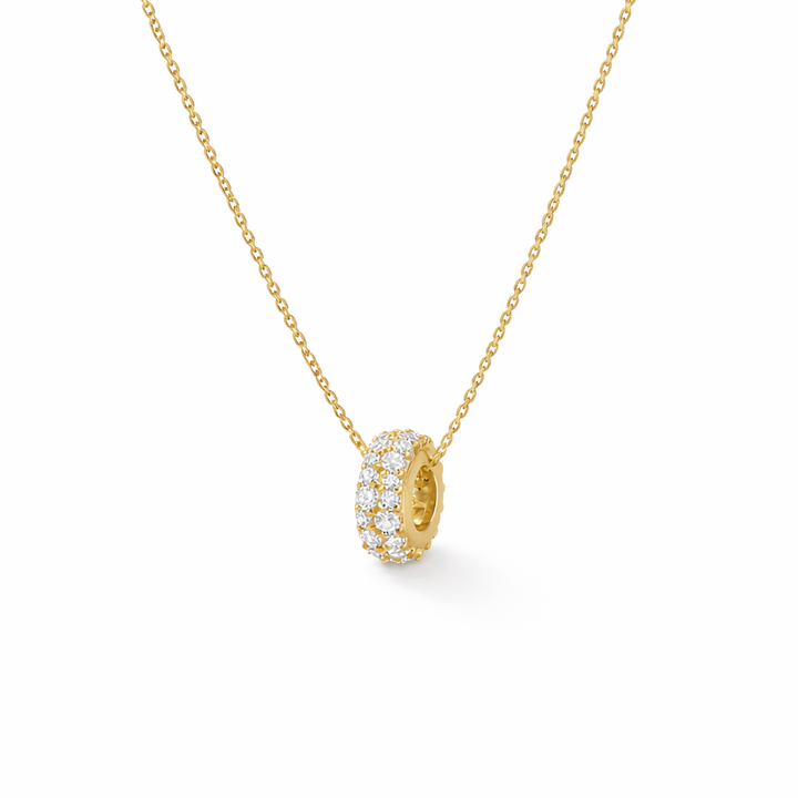 Umi Pave Rondelle Necklace in sterling silver, 14K gold and 18K gold by SURI