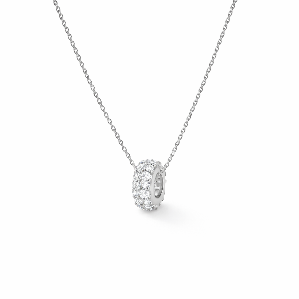 Umi Pave Rondelle Necklace scale detail by SURI