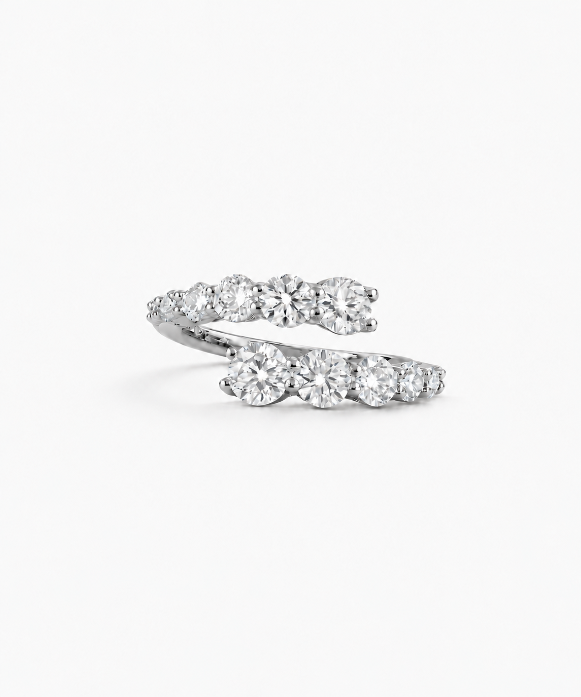 Vercelli Graduated Diamond Wrap Ring — silver on white/gray background