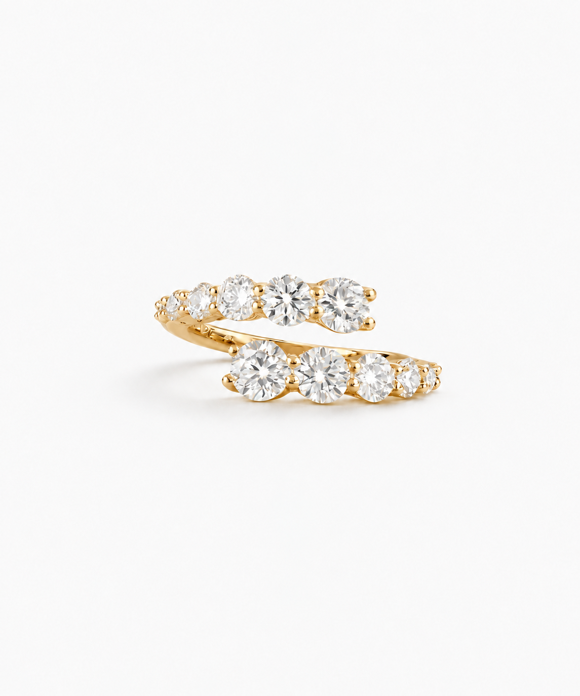 Vercelli Graduated Diamond Wrap Ring in gold on white background