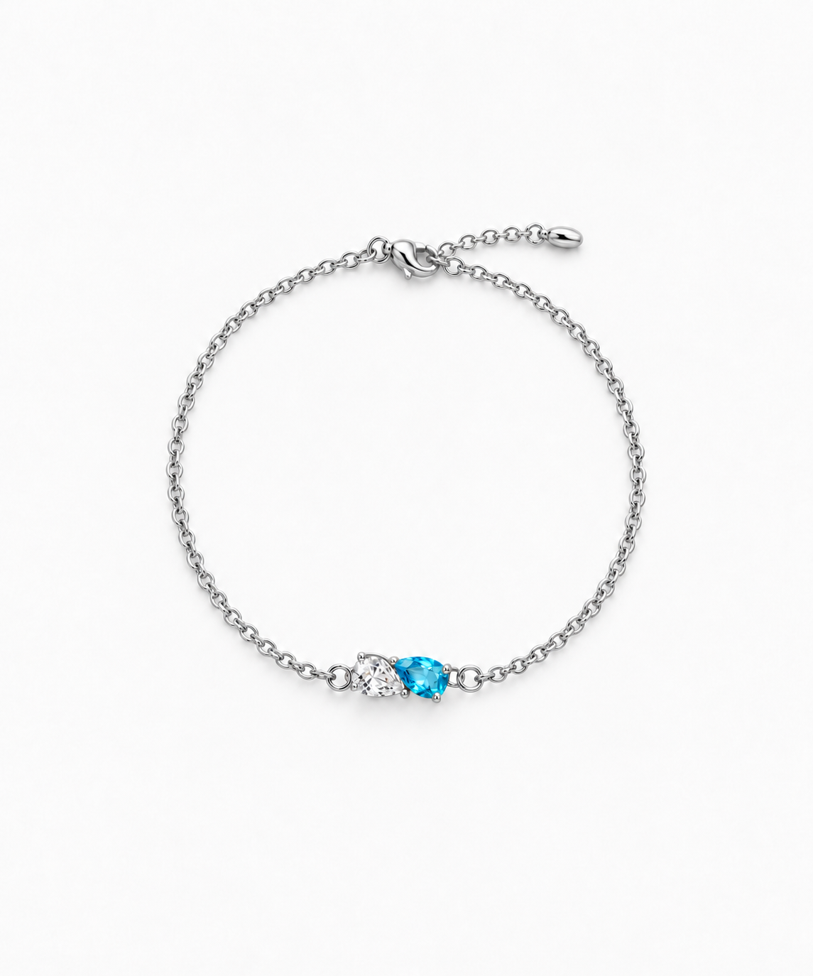 Càstelo Birthstone Bracelet — Silver on white background